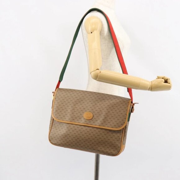 GUCCI Micro GG Supreme Web Sherry Line Bag PVC Beige 019 39 0151 Auth gh1131 - Picture 1 of 16